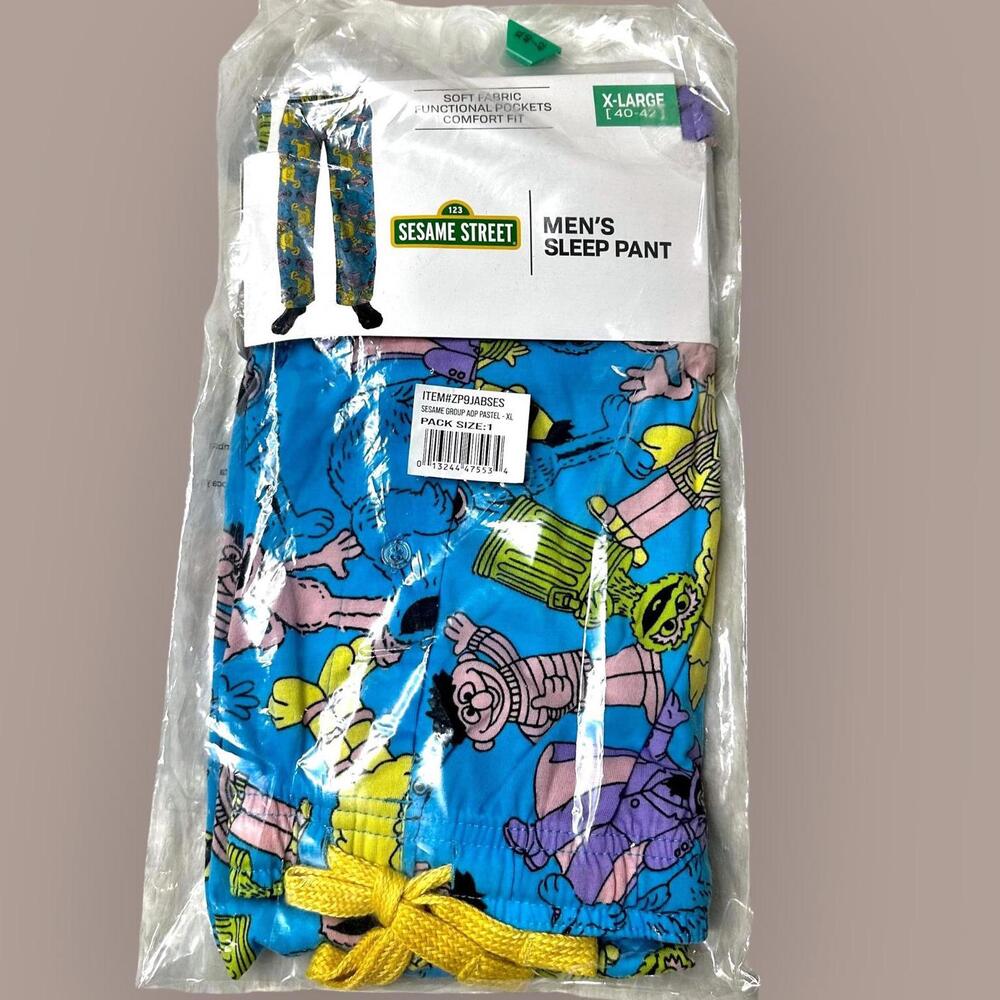 NWT Sesame Street AOP Men’s Sleep Pants Blue XL